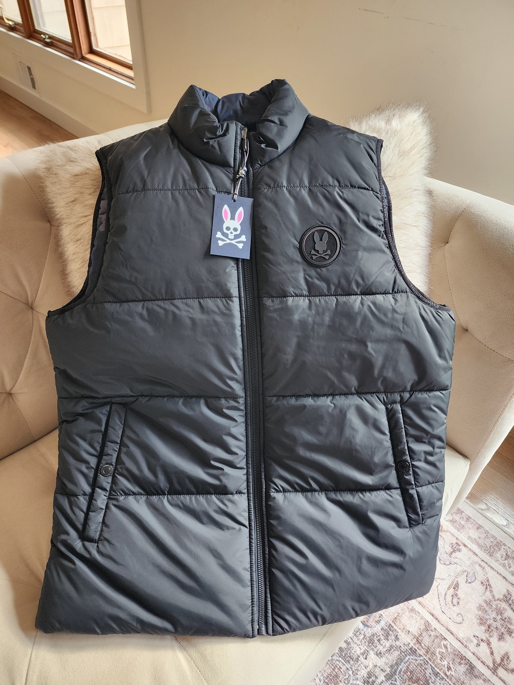 Psycho Bunny Men's Quilted Puffer Vest - Black